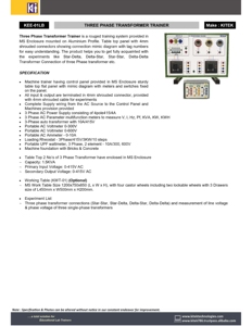 KITEK KEE-01LP Single Phase Transformer <b>Trainer</b> (Parallel Operation)-Electric Powered Aluminium & <b>ABS</b> Plastic - Product Image 2