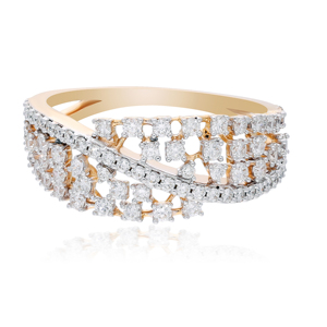 Anillo de Eternidad de Diamantes en Oro Sólido de 18K para Mujer, Corte Brillante Redondo, Anillo de Boda Geométrico de Lujo - Product Image 1
