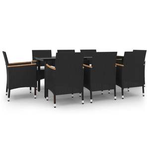 Set da pranzo in 9 pezzi in Poly Rattan e vetro con cuscini mobili da esterno - Product Image 2