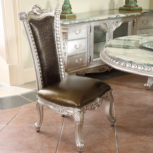 Classic Luxury Royal <b>Dining</b> <b>Round</b> <b>Table</b> Furniture Set <b>Solid</b> Mahogany Silver Hand-Carved with Buffet Cabinet Display Showcase - Product Image 3