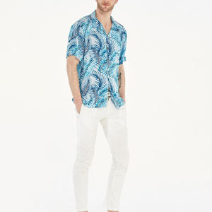 Chemise Hawaïenne Homme d'Été de Haute Qualité OEM en Gros avec Imprimé Végétal Respirante Décontractée à Boutons Toutes Tailles - Product Image 6