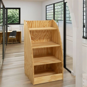 Vietnam Factory Best Price 4-Tier Large Storage Shelf American Pine Plywood <b>Solid</b> <b>Wood</b> <b>Bookcase</b> Modern Bedroom Living Room - Product Image 3