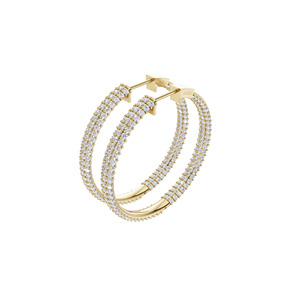 Boucles d'oreilles créoles Aarinya en or 18 carats à trois rangs de diamants, certifiées IGI, avec diamants ronds brillants cultivés en laboratoire - Product Image 6