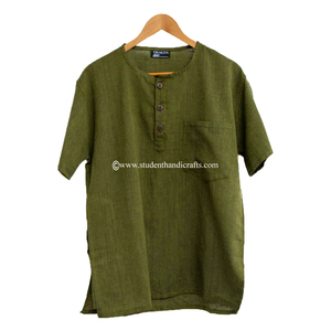 ชุดคุร์ตาผ้าฝ้ายสีเขียว 100% ผ้าฝ้าย เสื้อผ้าอินเดียแบบดั้งเดิม - Product Image 1