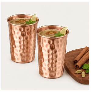 Pure <b>Copper</b> Hammered Tumbler for Ayurvedic Health Benefits Handcrafted Traditional Indian Drinking Glass for Home Hotel - Product Image 4