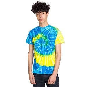 T-shirt décontracté en jersey tie-dye personnalisé avec logo imprimé, 100 % coton écologique, manches courtes, vierge, pour la vente en gros - Product Image 1