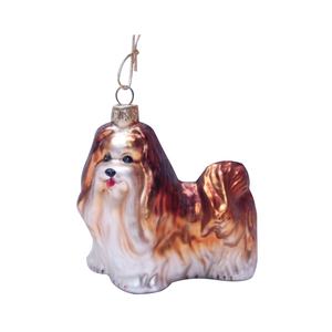 Ornements de Noël vintage en verre soufflé à la main, décoration de chien avec impression en 1 couleur - Product Image 1