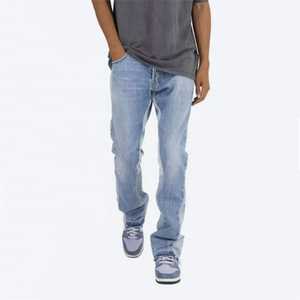 Jeans en denim de coton pour homme, bleu foncé, denim brut, marque privée OEM - Product Image 5