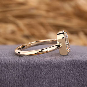 Antique Emerald Cut IGI Certified Lab Grown Diamond Engagement Ring 10k <b>Solid</b> Gold Wedding & Anniversary Ring Unique Design - Product Image 5