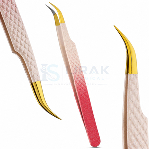 Pinzas de Precisión para Pestañas, Chapadas en Oro, Punta Curva, Color Rosa, para Aplicación de Extensiones de Pestañas, Herramientas de Belleza - Product Image 3