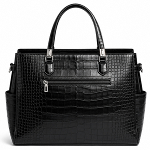 Sac fourre-tout pour femme GORFIA, nouveau design haut de gamme, en cuir PU vegan gaufré croco, avec bandoulière amovible et fermeture à glissière - Product Image 5