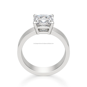 คลาสสิกที่ขายดีที่สุดการออกแบบเบาะ Moissanite ตัดสีขาว Moissanite หมั้นและแหวนแต่งงาน - Product Image 5
