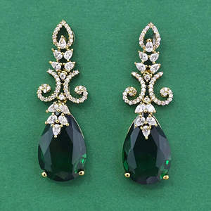 Pendientes Clásicos de Circonia Cúbica con Baño de Mehndi, Joyería de Lujo 443957 - Product Image 1