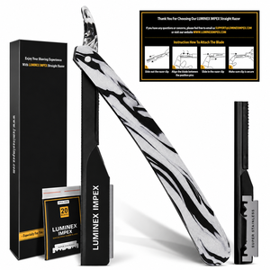 Navaja de Afeitar Recta Vintage Luminex Impex con Mango de Concha de Abulón y Acero al Carbono, Lista para Usar en Barberías y Salones - Product Image 2