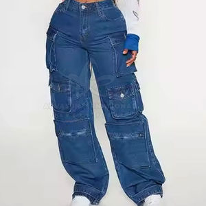 Pantalon cargo en coton léger et respirant pour femme, coupe droite, avec poches cargo plates sur les côtés, idéal pour l'hiver - Product Image 2