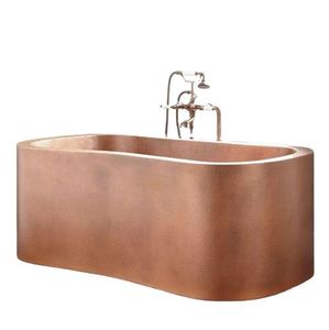 Baignoire autoportante en cuivre de luxe, baignoire métallique rectangulaire ou ovale en cuivre pour salle de bain de villa - Product Image 3