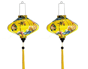 Linternas de seda con forma de OVNI al por mayor, linternas de seda con marco de bambú de Vietnam, linternas de seda decorativas para decoración de fiestas - Product Image 1