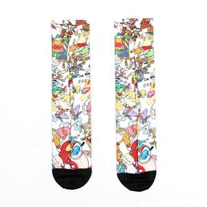 Chaussettes de sport en tissu tissé brodé motif banane jaune, silhouette moyenne, confortables et élégantes, pour tenue athlétique - Product Image 4