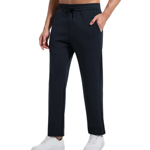 Pantalon de jogging décontracté en coton pour homme, taille élastique avec cordon de serrage, poches latérales, tricoté mi-lourd, idéal pour l'automne - Product Image 1
