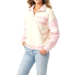 <b>Women</b> <b>Green</b> Quarter Zip <b>Fleece</b> Sweatshirt Turn Down Collar Regular Sleeve Preppy Style Front Logo Autumn Wear Warm Casual - Product Image 4