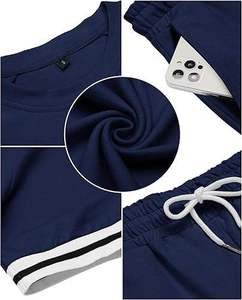 T-Shirt Short <b>Set</b> Trim Cotton Summer Sports Men Casual Wear Two-Piece Crew Neck Breathable Gym Outdoor Use Streetwear <b>Twin</b> <b>Sets</b> - Product Image 5