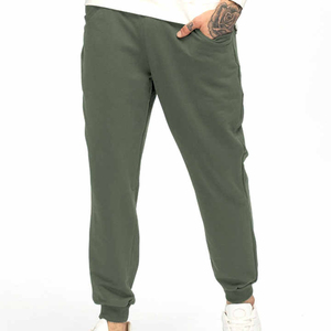 Pantalon de survêtement en coton vert olive pour homme, taille élastique, poches latérales, style décontracté, idéal pour l'automne - Product Image 1