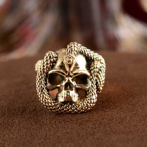 Antique Design <b>Skull</b> <b>Ring</b> Gothic Brass <b>Ring</b> For Men Antique Brass Finish Gothic Snake Design Punk Animal <b>Ring</b> Wholesale/OEM/ODM - Product Image 6