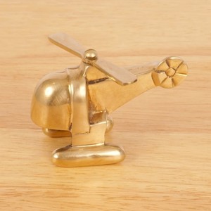 Figurine miniature d'hélicoptère en laiton massif antique, artisanale, modèle d'avion vintage en métal de luxe, sculpture, décoration de table - Product Image 2