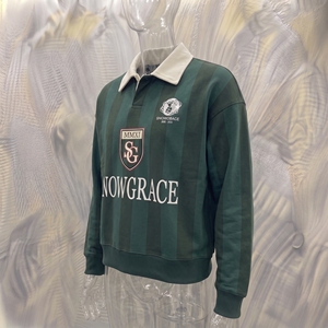 Veste de rugby rayée Snowgrace à manches longues avec logo brodé, col rabattu, coupe classique, vêtements unisexes pour adultes - Product Image 4