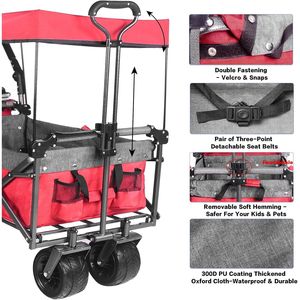 All Terrain Brake 140L Foldable Collapsible Wagon Cart with Removable Canopy for <b>Camping</b> - Product Image 5