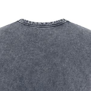 Camisa Premium AKA Denim Chenille para Mujer, Color Gris Oscuro, Cuello Redondo, Manga Corta, Estilo Griego Informal - Product Image 5