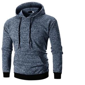 Sweat-shirt à capuche pour homme, couleur unie, tricoté, manches longues, vêtements d'automne - Product Image 1