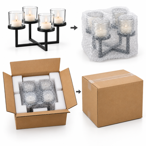 Modern Black Metal <b>Candle</b> <b>Stand</b> With 4 Glass Holders For Home Decoration - Product Image 4