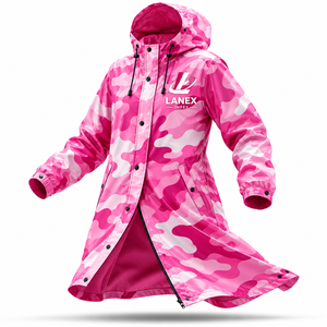 Custom Pink Camo Long Hooded Waterproof <b>Rain</b> <b>Jacket</b> Windproof Breathable Outdoor Raincoat for Women Hiking Fishing Camping OEM - Product Image 1