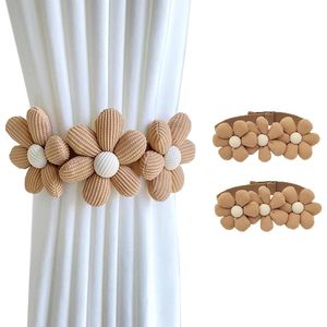 Set di 2 Fermatende a Forma di Girasole in Stile Boho Giapponese, Tre Supporti per Tende a Fiore per Arredamento Casa Boho - Product Image 5