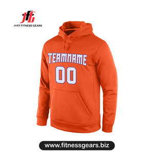 <b>Men's</b> <b>Orange</b> Hooded <b>Sweatshirt</b> Custom Name Number Heat Transfer Printing Regular Fit Casual Autumn Wear - Product Image 2