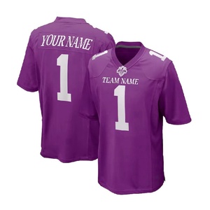 Maillot de football américain personnalisable violet pour homme, col en V, manches courtes, anti-humidité, uniformes imprimés avec le nom de l'équipe - Product Image 1