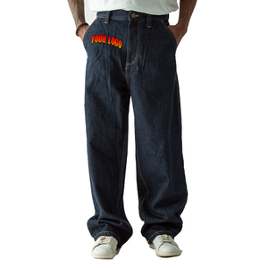 Top Trending Custom Men Straight Denim Jeans Vintage Washed Oversized Luxury <b>Hip</b> Hop Breathable Jeans Custom Men Denim Pants - Product Image 1