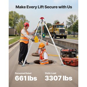 Kit de Trípode de Rescate de Alta Resistencia para Espacios Confinados, Cabrestante de 1800 Libras, Patas Ajustables de 4.1 Pies, Cable de 65 Pies, Protección Portátil Contra Caídas - Product Image 2