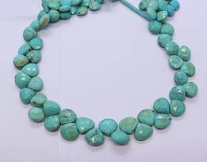 Perles de turquoise naturelle d'Arizona facettées en forme de cœur, taille 7 à 8 mm, qualité supérieure, pierres précieuses authentiques de turquoise d'Arizona. - Product Image 5