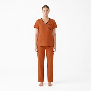 Ensemble de blouses médicales Hawk Eye pour femmes, haut à col en V et pantalon orange, uniforme médical, vêtements de travail d'hôpital, deux pièces - Product Image 6