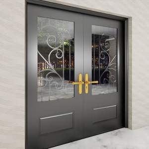 Puerta de Entrada Comercial de Hierro Forjado de Lujo, Impermeable, Decorativa y de Seguridad con Vidrio Templado para Proyectos - Product Image 6