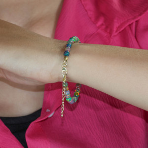 Pulsera redonda de ópalo con cuentas hecha a mano, pulsera de plata de ley con cuentas lisas hechas a mano, exportación a precio de mayorista. - Product Image 1