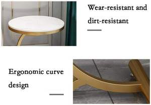 Mesa de Centro Redonda, Mesa Auxiliar de Noche, Mesa Telefónica con Almacenamiento, Dorado y Blanco, Moderna, para Sala de Estar o Dormitorio - Product Image 4