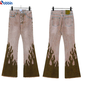 Pantalones Cargo Vaqueros Acampanados Oversize Personalizados de Mezclilla Lavada a la Piedra, Talla Grande, Negros Lisos con Raya Lateral, Ajuste Holgado Casual - Product Image 5
