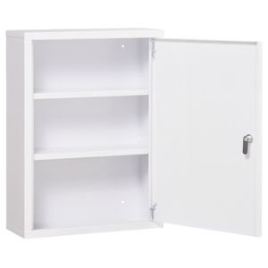 Armadietto Portamedicinali da Parete con Serratura, 3 Ripiani, Contenitore Pronto Soccorso in Acciaio Laminato a Freddo, Organizzazione Cucina - Product Image 6