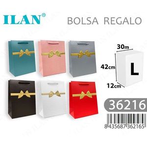 Borsa Regalo Ilan 30x42x12 Cm Taglia L con Fiocco Dorato per Regali - Product Image 1