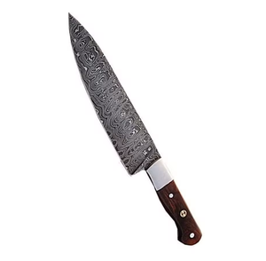 Couteau de chef en acier Damas, forgé à la main, style japonais, manche en bois, couteau de cuisine pour droitier, fabricant OEM ODM - Product Image 4