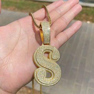 Iced Out Moissanite Letter Name Pendant 925 Silver Gold Plated Micro Pave Round Cut Luxury Hip Hop Charms Two Tone Pendant - Product Image 2