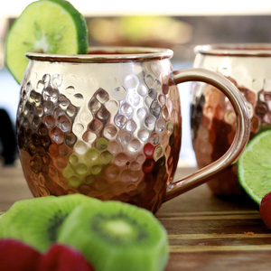 Ensemble de mugs à boisson en cuivre pour salons élégants et luxueux, finition martelée, tasses en métal durables et réutilisables, mugs de service pour fêtes - Product Image 6